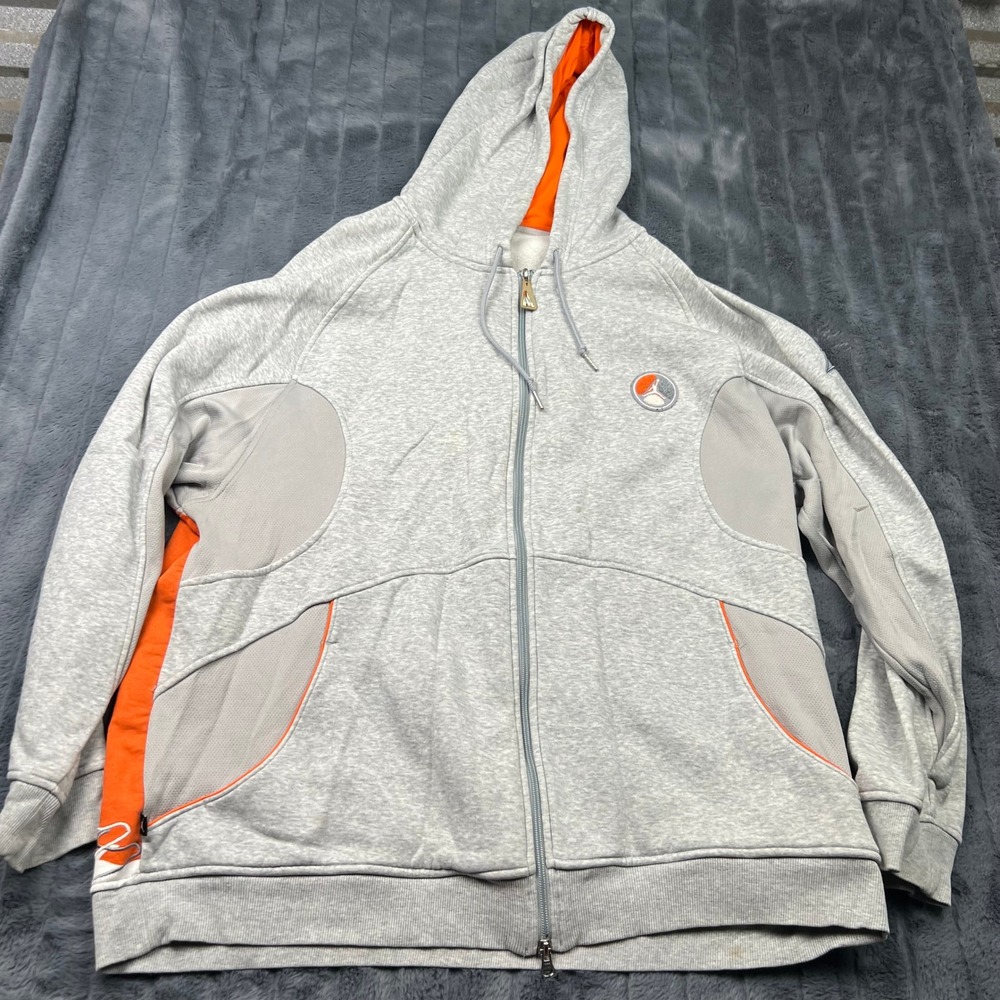 Jordan Jumpman Full Zip Hoodie Mens XXL Gray Orange Graphic Sweatshirt RN56323